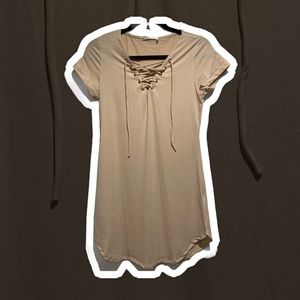 Beige Lace Up Dress